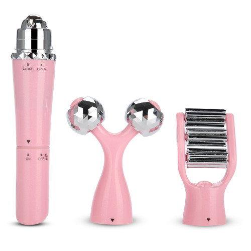 3in1 3D Roller Massager Face Lifting Body Slimming Tightening Skin (Pink)