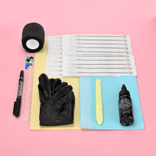 Atomus Manual Tattoo Stick Tattoo Kit DIY Tattoo Supply Tattoo Ink & Cups Grommets Needles Set for Tattoo Artists Beginners