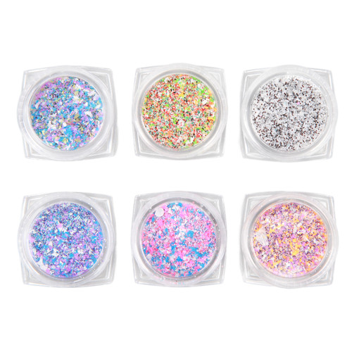 6 Box Shining Sugar Effect Glitter DIY Craft Elegant Nail Dust Sand Powder Nail Art Decoration