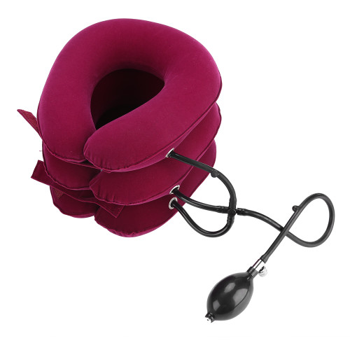 Portable Lightweight Inflatable U Shape Cervical Neck Stretcher Traction Device (Red)