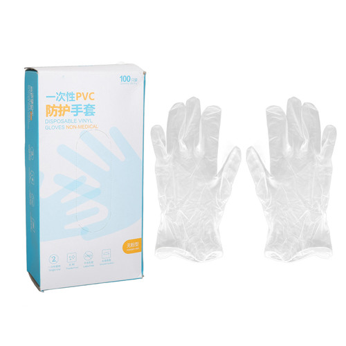100 Pcs Disposable PVC Gloves Clear Transparent Thickened Protective Cosmetic Tattoos Gloves for Beauty Salons Embroidery Studios