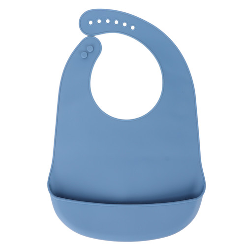 Adult Elderly Bib Waterproof Silicone Clothing Protector Eating Bib with Crumb CatcherBlue