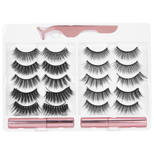 Magnetic Liquid Eyeliner Long Thick Magnet False Eyelashes Eyelash Makeup Tool Set#01