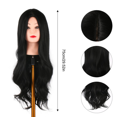 Pretfy 75cm Long Curling Hair Wigs Sexy Wavy Black Hair Wig Heat Resistant Synthetic for Women Cosplay Party Daily Use