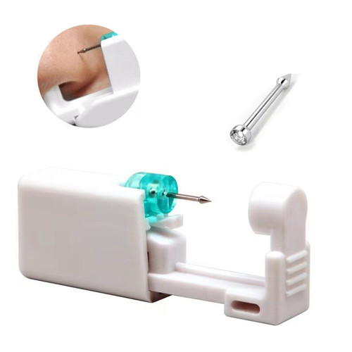 8Pcs Disposable Sterile Nose Piercing Kit Tool Safety Portable Self Nose Piercing Kit with Nose Stud