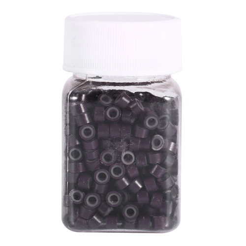 500pcs Bottle Fashion SilicOne lined Beads Links Rings For Human Hair Extension(500PCS Brown)
