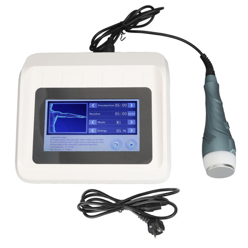 Ultrasound Vibration Massager Deep Tissue Massage 5 Modes 20 Strength Levels Ultrasound Body Muscle Massage Machine with Blue Handle 100‑240V EU Plug
