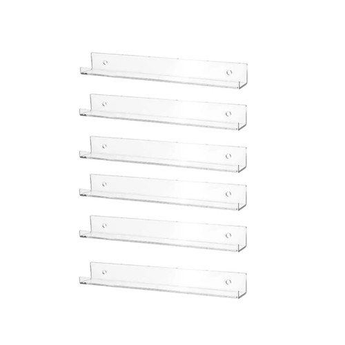 6 Pcs Nail Polish Organizer Clear Acrylic Nail Polish Wall Shelf Nail Polish Stand Makeup Storage for Nail Polishes Lipsticks Essential Oil