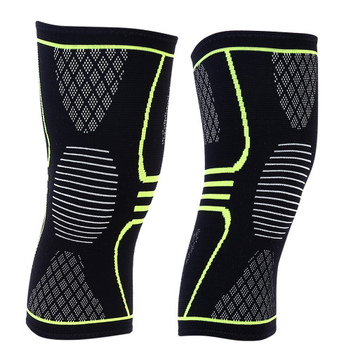 Breathable Weaving Sleeve Support for Running Climbing Nylon Knee Brace Pad(Black   green M)