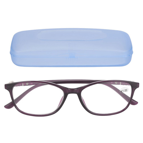 Elderly Glasses Blue Lighting Block Multiple Focusing Resin Women Reading Glasses for Near Far Range +100 Purple Frame