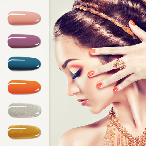 Anself 6PCS/Set Gel Nail Polish Set Multi-colors Odorless Long Lasting Nail Polish Kit