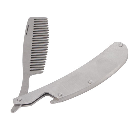 Portable Stainless Steel Beard Comb Portable Folding Mustache Tool Bottle Opener
