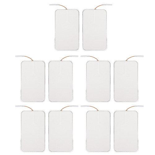 10Pcs TENS Unit Replacement Pads Rectangular Reusable Electrode Patches for Electrotherapy Muscle Stimulator Aperture 2.5mm/0.098in
