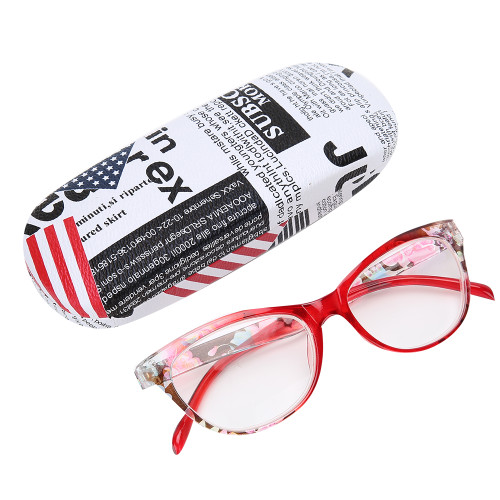 Reading Glasses Fashionable Unisex Men Women Lightweight Clear Lens Reading Glasses(+200 Red)