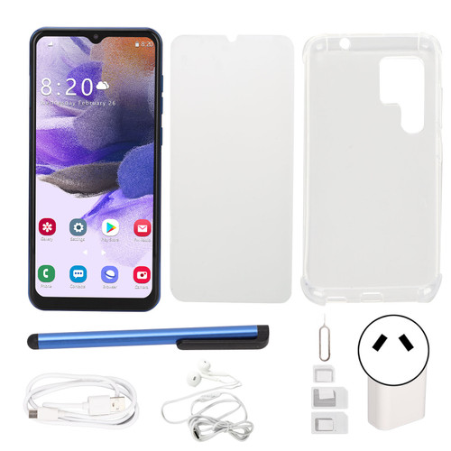 S22 Ultra Unlocked Smartphone for Android 11 6.52in 4GB RAM 64GB ROM Mobile Phone 4G Network 128G Expansion with Stylus 4000mah Battery 100‑240V Blue AU Plug