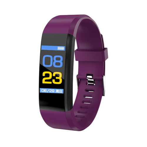 Smart Bracelet Heart Rate Blood Pressure Monitoring Sports Tracking Touch Control Fitness Watch for Adults Students Purple