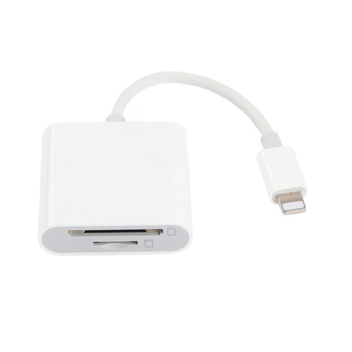 For IOS to Storage/Memory Card Reader 2 in 1 Dual Slot Camera Card Reader Adapter