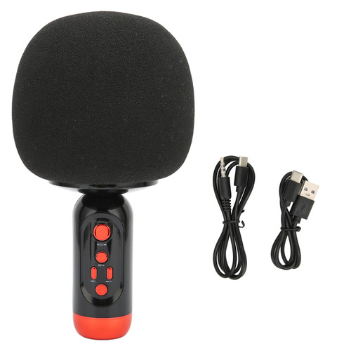 Bluetooth Microphone Rechargeable Handheld Wireless Karaoke Mic with LED Light for Party Car PC CellphoneBlack