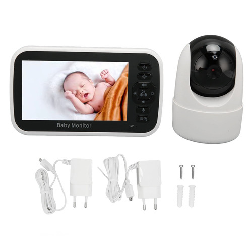 5 Inch Infant Monitor 720P HD Night Vision Temperature Monitoring Two Way Talking Lullaby 2x Zoom 1000ft Range for Home EU Plug