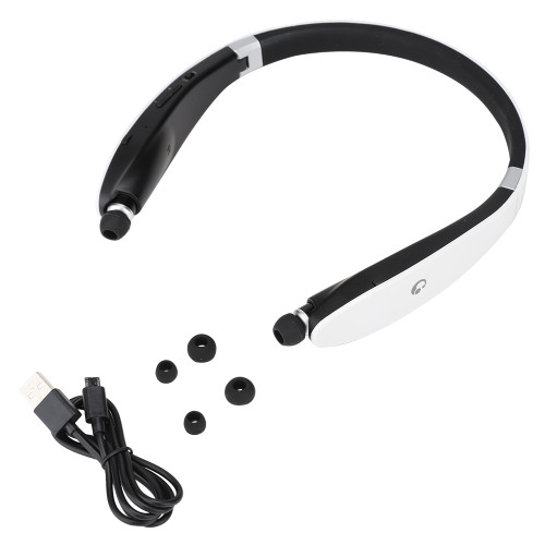 SX-991 Foldable Neck Hanging Type Telescopic Headset Wireless Bluetooth Earphone(Black White)