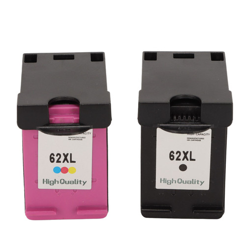 2pcs Ink Cartridges 62XL Colored Black Print Cartridges Replacement for HP for OfficeJet 200 258 5540 5542 5640 7640 Printer