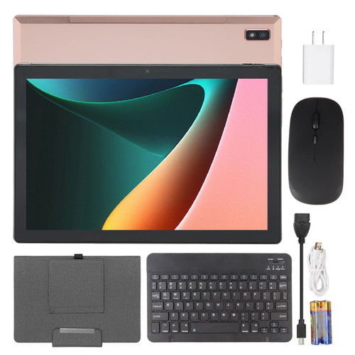 10.1 Inch Tablet 2.4G 5G WIFI 8G 256G Memory HD Tablet with Mouse Keyboard Protective Case for Android 12 100‑240V US Plug
