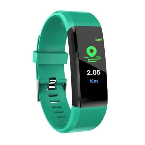 Smart Bracelet Heart Rate Blood Pressure Monitoring Sports Tracking Touch Control Fitness Watch for Adults Students Cyan