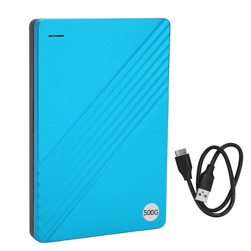 External Hard Drive Ultrathin 2.5 Inch USB 3.0 Aluminium Alloy Plug and Play Mobile Hard Disk for Computer TV Phone Blue 500GB