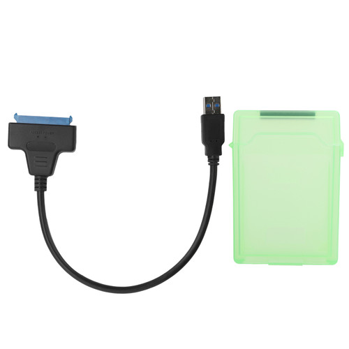 Hard Disk Adapter Cable 2.5in SATA USB3.0 HDD/SSD Conversion Cord with Protection BoxGreen