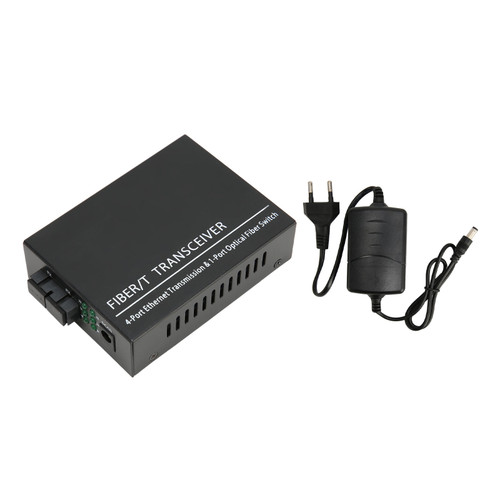 Fiber Media Converter Tx1310nm Single Fiber Single Mode 100Mbps Fiber Optic Transceiver Up to 25km RJ45 Port 100‑240V EU Plug