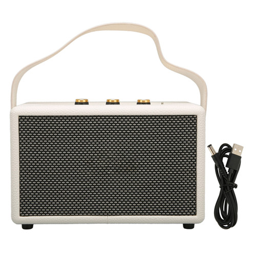 Vintage Bluetooth Speaker 10W Rechargeable Button Control Portable Bluetooth Speaker with 3.5mm Jack for Outdoor White