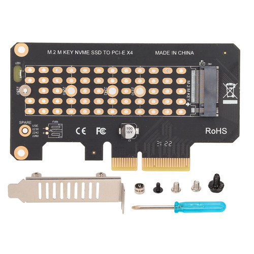 NVMe M.2 to PCIE3.0 Riser Card 32Gbps Black Half Height Baffle PCIE X4 Expansion Card for Win for OS X for Linux