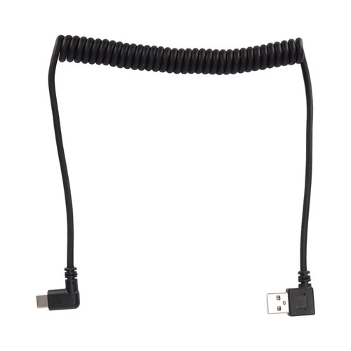 Coiled Cable Car Telescopic Spring Right Angle Type C Data Charging Cable for Android Phones