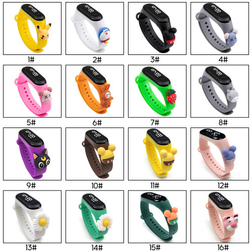 Children Cartoon Led Waterproof Watch Student Sports Large Touching Screen Electronic Bracelet Watch