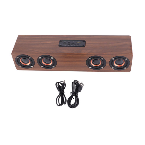 W8C High Quality Solid Wooden Strip Bluetooth Speaker with LED Clock Display FM Functions