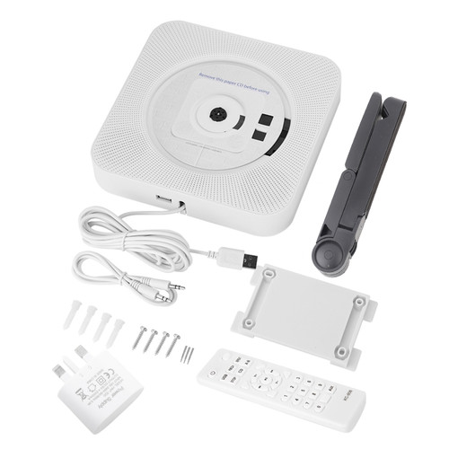 New Wall Mounted Bluetooth CD Player Speaker with Remote Control (White )