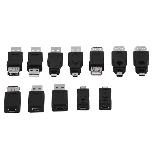 Pack of 12 Pcs Multiple USB2.0 Adapters Micro/Mini Male Female Converters Connectors