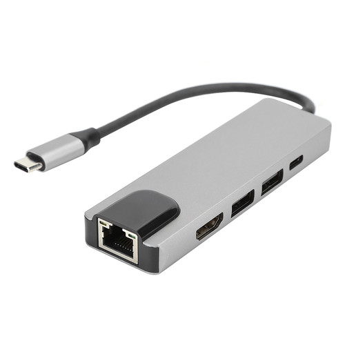 5 in 1 TypeC Hub to Hdmi Adapter 4K TypeC to Gigabit Ethernet RJ45 Expansion Port