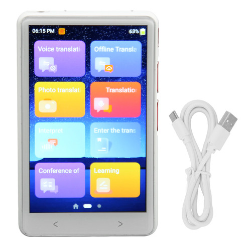 Voice Translator 135 Languages 4in Touch Screen Support Recording Photo Online Offline WiFi Translator for Travel White