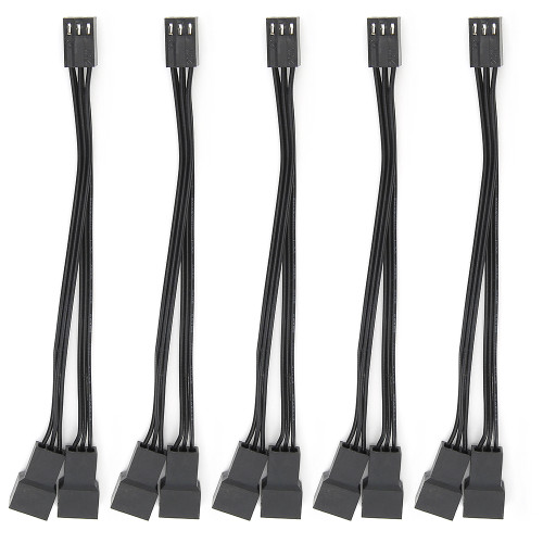 5pcs Fan Splitter Cable 1 to 2 Converter 3pin Fan Splitter Extension Power Cable