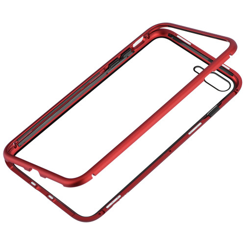 Magnetic Adsorption Translucent Comfortable Metal Phone Case for IPHONE 7/8 Plus Red