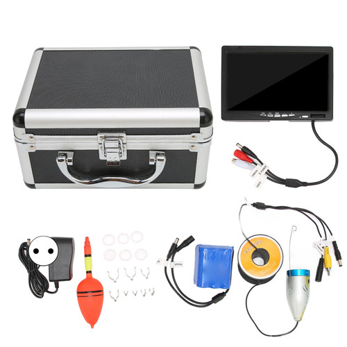Fish Finder HD 1000TVL Underwater Fishing Camera IP68 Waterproof with 7in TFT Screen 12 LEDs for Lake Sea EU Plug