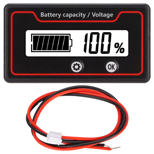 Battery Meter Light Alarm LCD Display Safe Battery Capacity Voltage Gauge for Electric Vehicle 12‑84VWhite Light