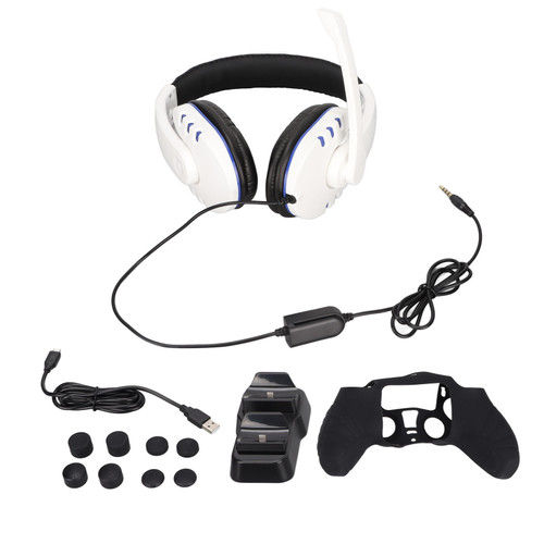 For PS5 Controller Accessories 12 in 1 Gaming Headset Dual Charging Station Protective Case Thumb Grip Covers for PS5