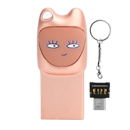 Flash Disk USB2.0 Interface Plugin Free Drive Cartoon U Disk Portable Card Reader Device(Rose Gold 32G)