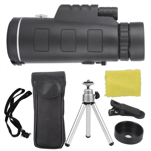 40X60 Mobile Phone Telescope with Compass Silver Stainless Steel Clip&amp;Tripod Monocular Scope