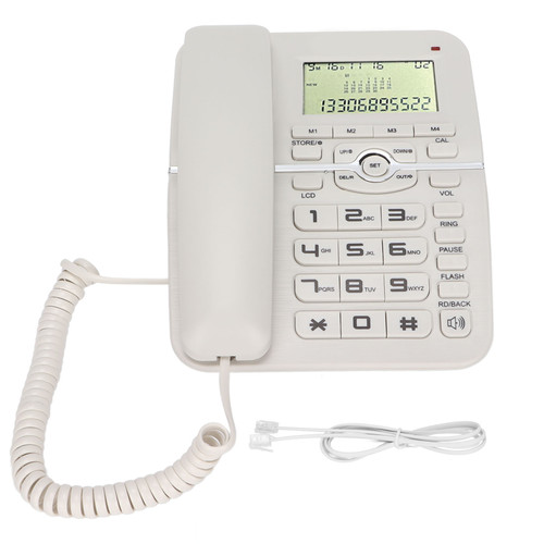 KXT2028CID Desktop Corded Telephone 4 Groups of Fast Dialing Functions Corded Landline Phone for Office Hotel(White )