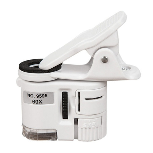 Portable LED 60 Times Magnifying Glass Phone Clip Universal HD Microscope with LED Lights