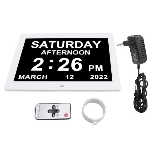 Digital Calendar Clock 12 Inch Day Date Clock with 3 Medication Reminder 12 Custom Alarm for Dementia Seniors