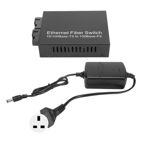 Ethernet Media Converter 100Mbps SC Single Fiber Singlemode RJ45 Port Fiber Ethernet Transceiver for Networking 100‑240V UK Plug